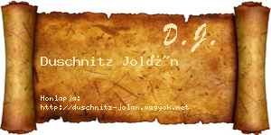 Duschnitz Jolán névjegykártya